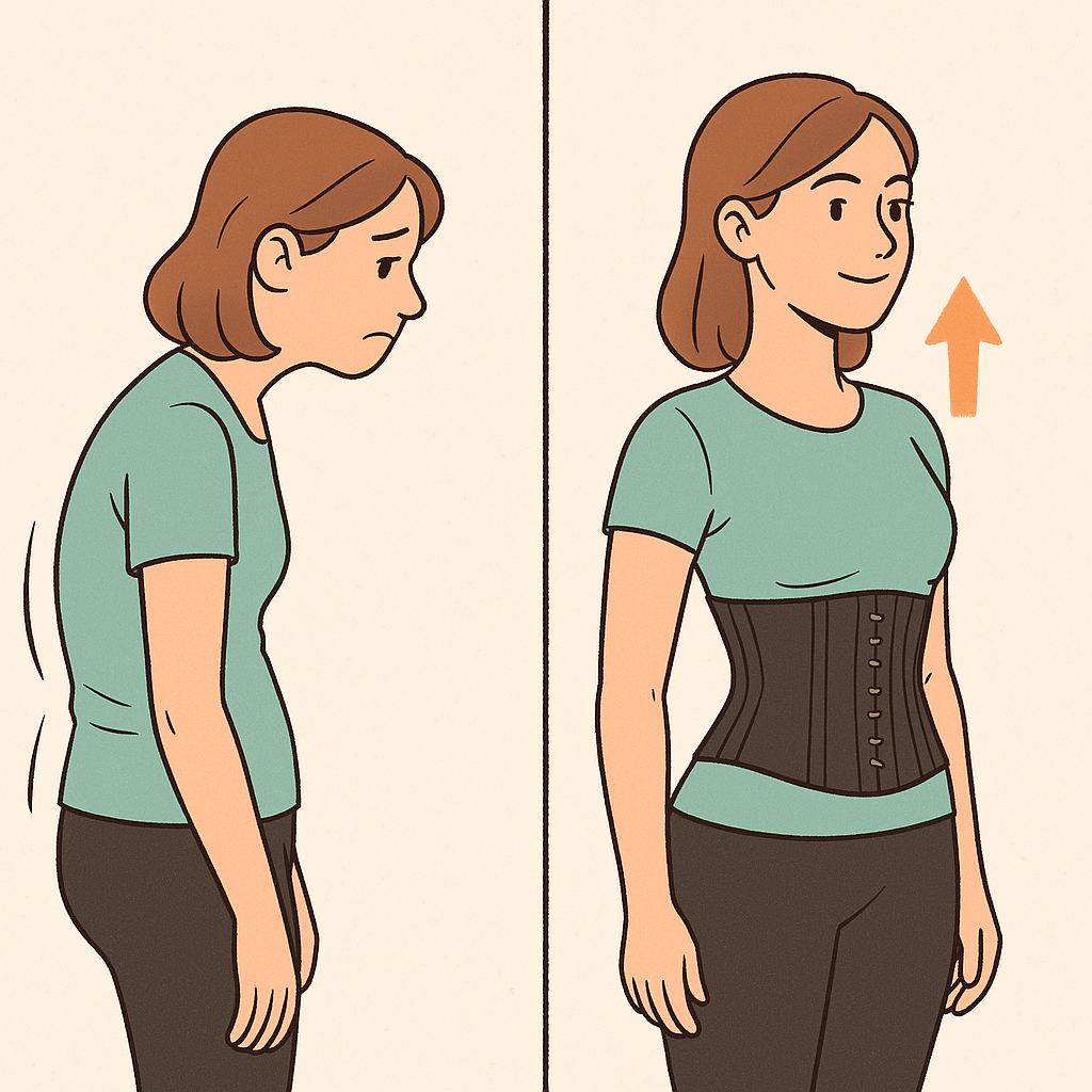 Illustration Showing Before and After Posture With a Waist Trainer