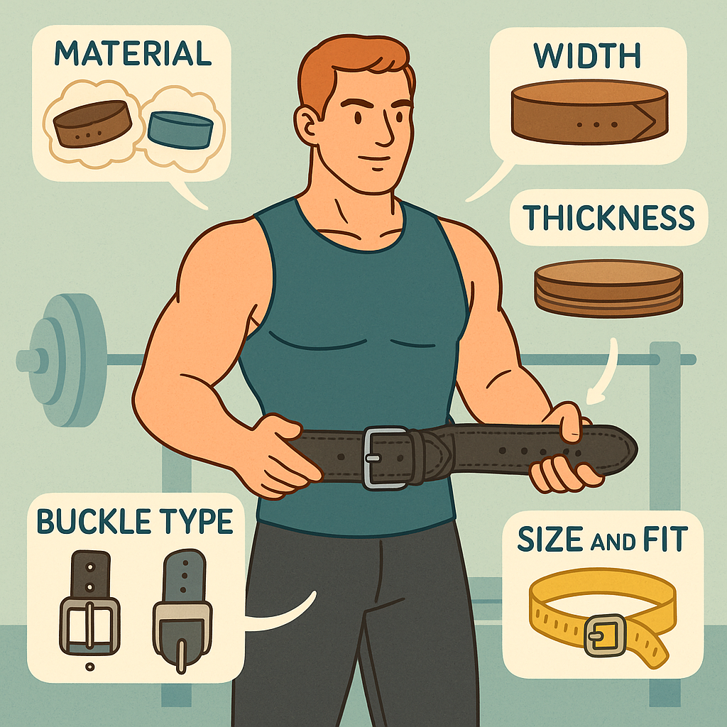 Illustration showing how to choose a weight lifting belt