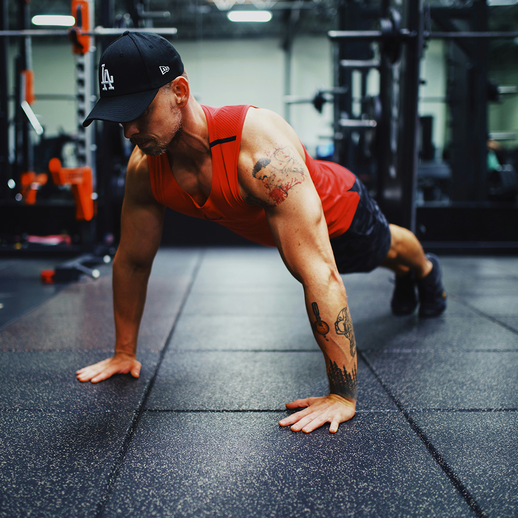 A Man is Doing Push-ups