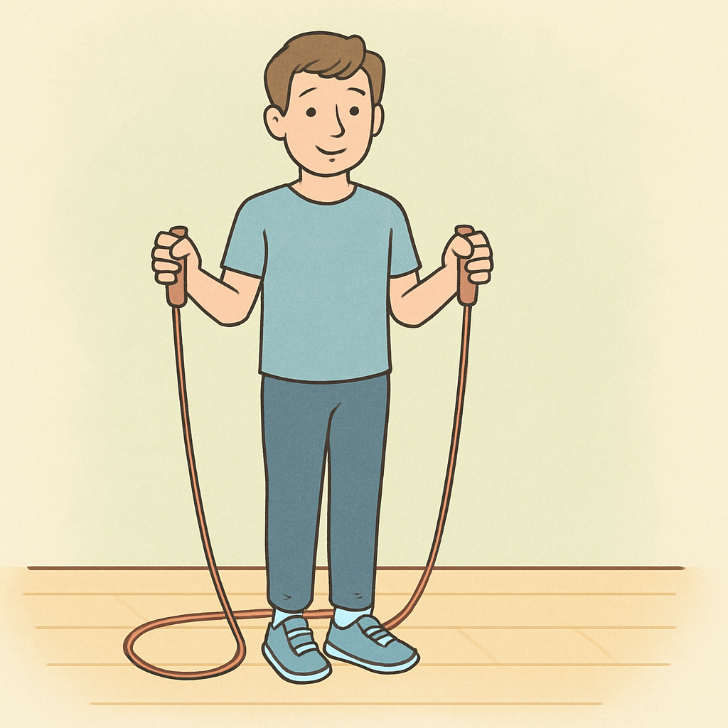 Illustration showing the correct jump rope length